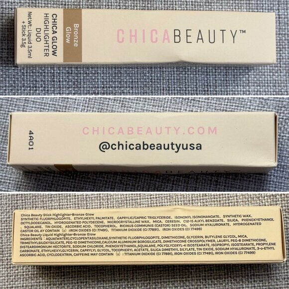 Chica Beauty Bronze Glow Highlighter Duo Full Size Double-Ended Stick and Liquid - Picture 4 of 5